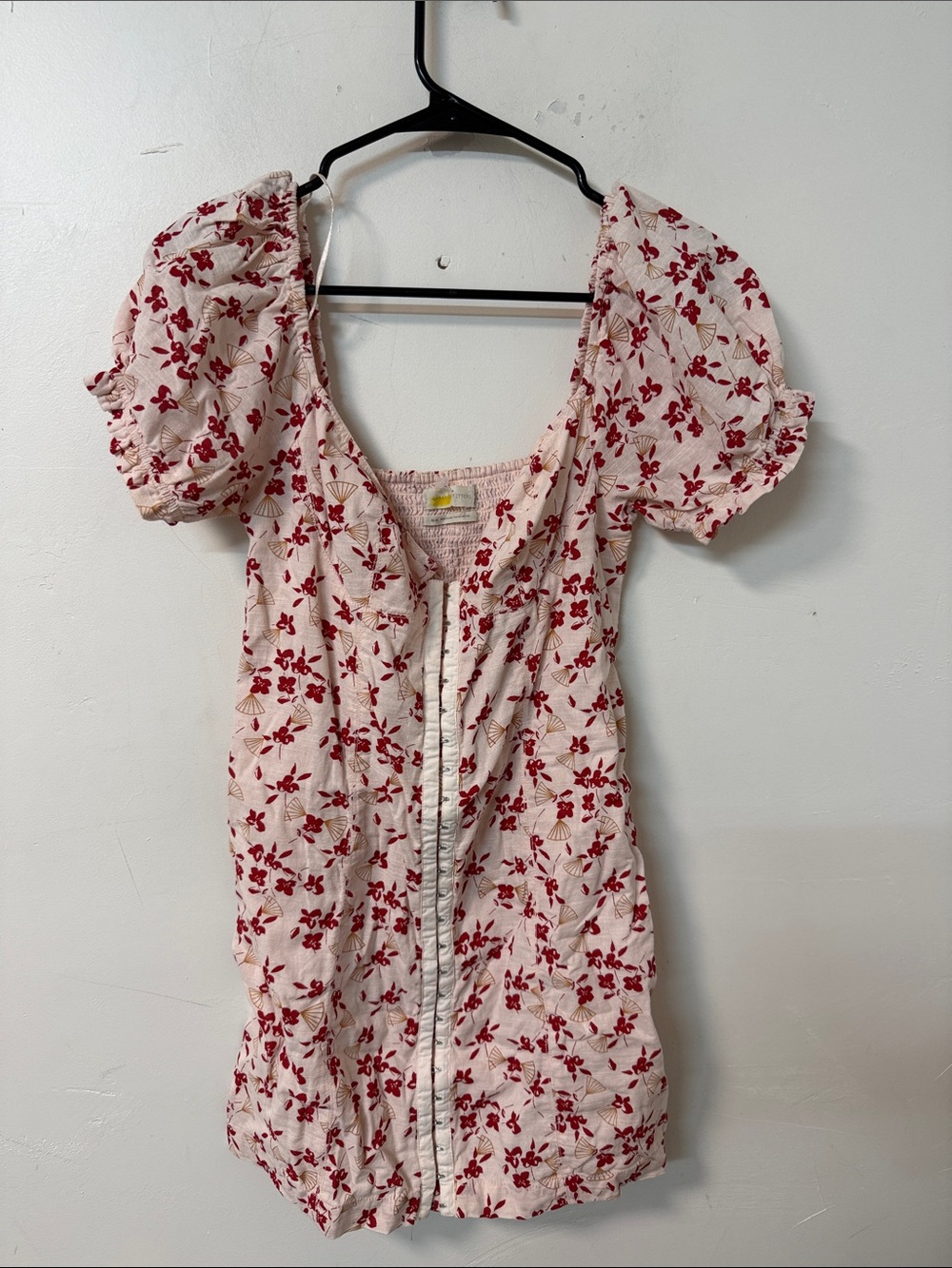 Urban Outfitters Cream dress with Red Floral Print